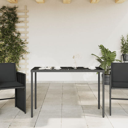 Garden Table | Black | Poly Rattan, Powder-Coated Steel, Tempered Glass