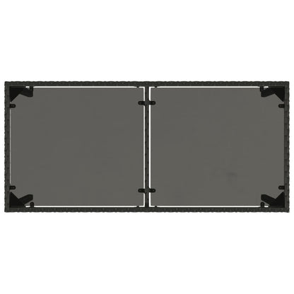 Garden Table | Black | Poly Rattan, Powder-Coated Steel, Tempered Glass