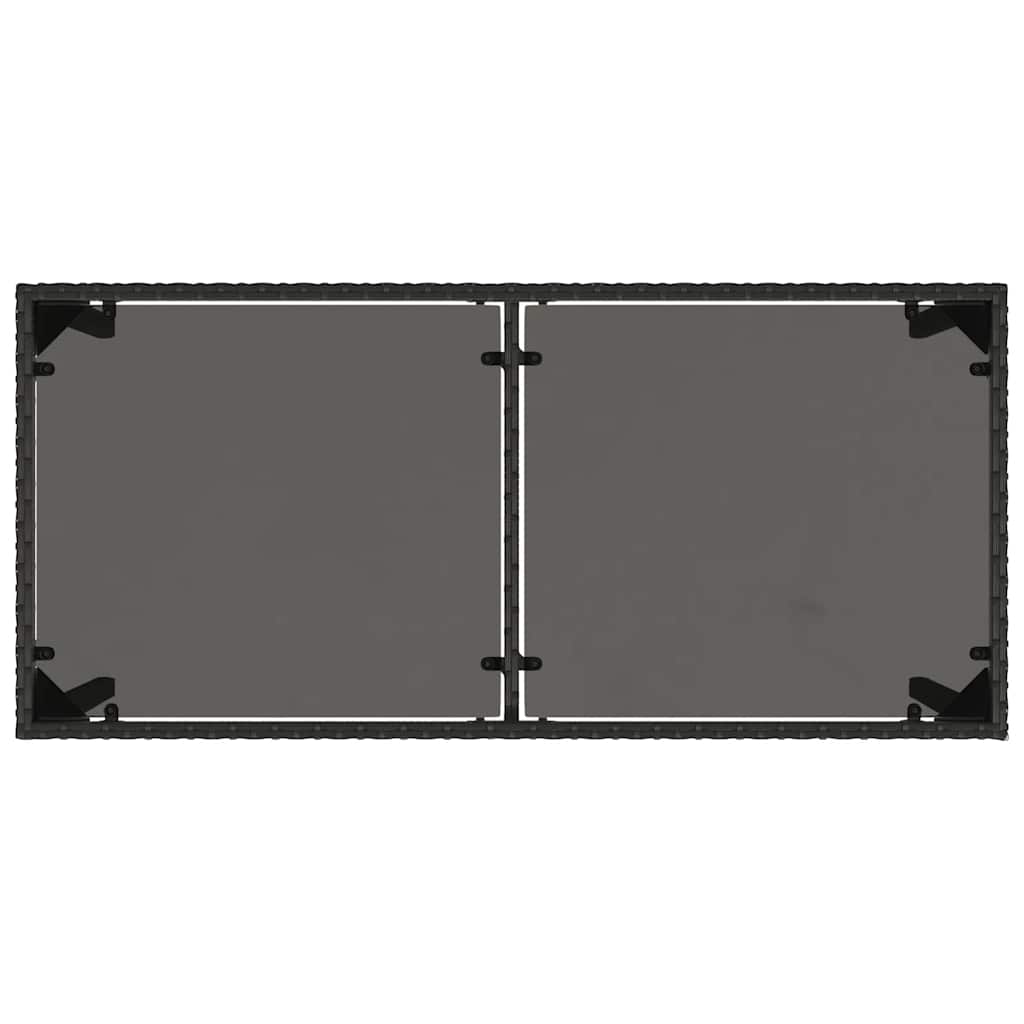 Garden Table with Glass Top Black 115x54x74 cm Poly Rattan