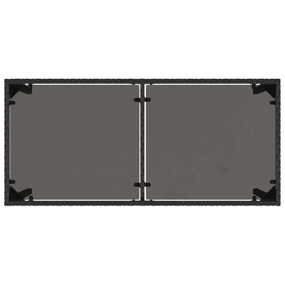 Garden Table with Glass Top Black 115x54x74 cm Poly Rattan
