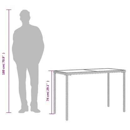 Garden Table | Black | Poly Rattan, Powder-Coated Steel, Tempered Glass