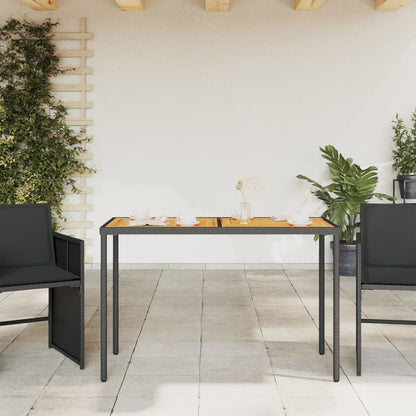 Garden Table | Black | PE rattan, powder-coated steel, solid acacia wood