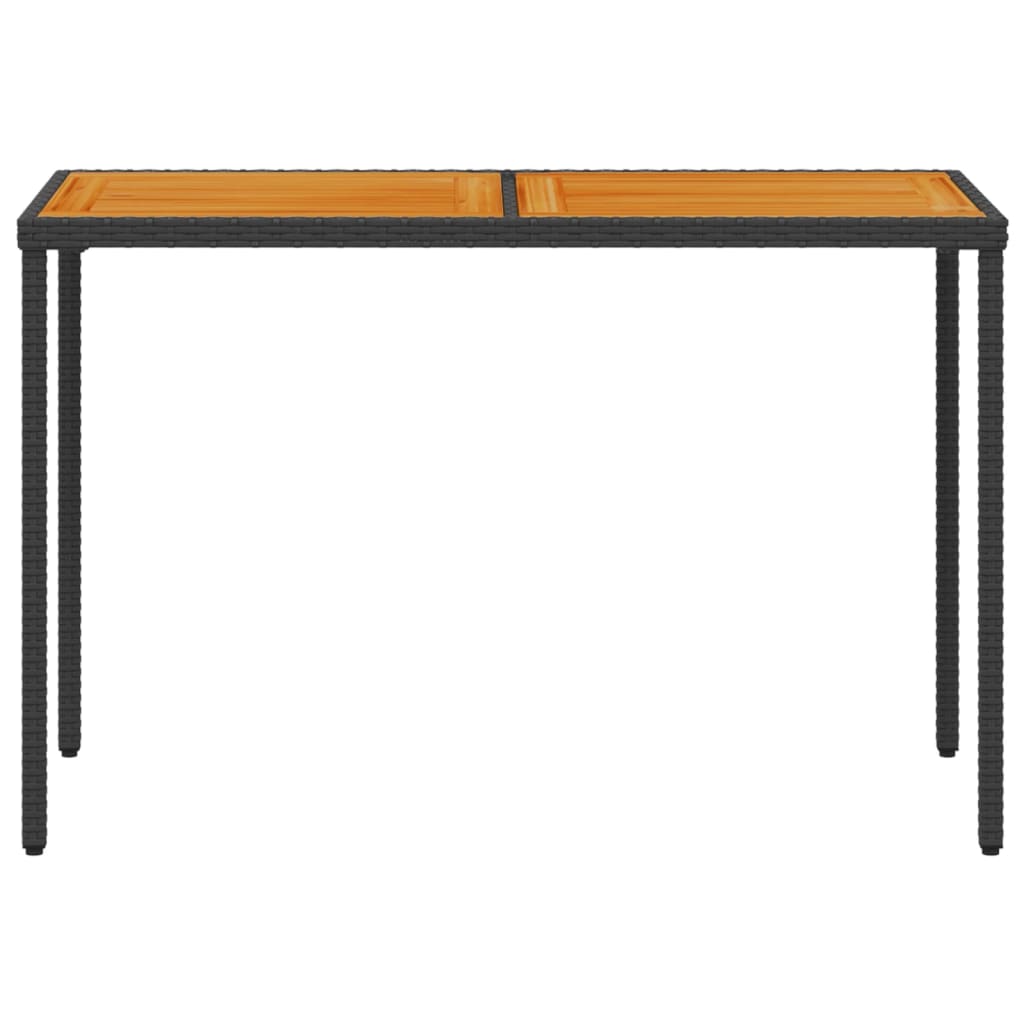 Garden Table | Black | PE rattan, powder-coated steel, solid acacia wood