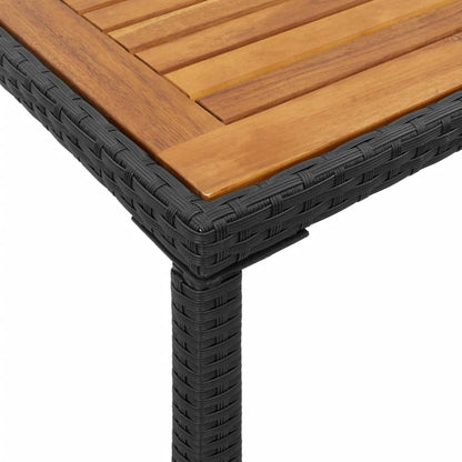 Garden Table | Black | PE rattan, powder-coated steel, solid acacia wood