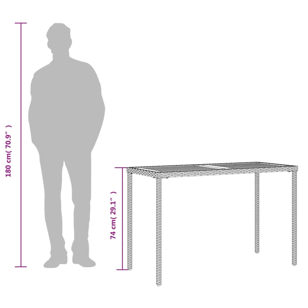 Garden Table | Black | PE rattan, powder-coated steel, solid acacia wood