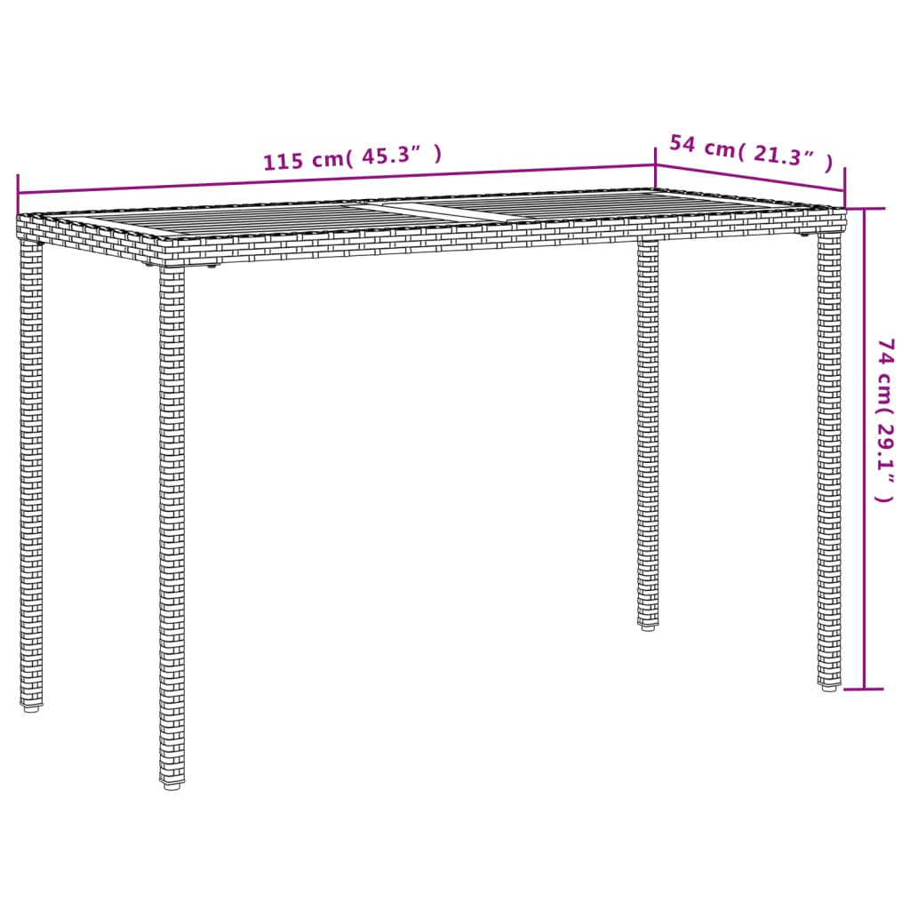 Garden Table | Black | PE rattan, powder-coated steel, solid acacia wood