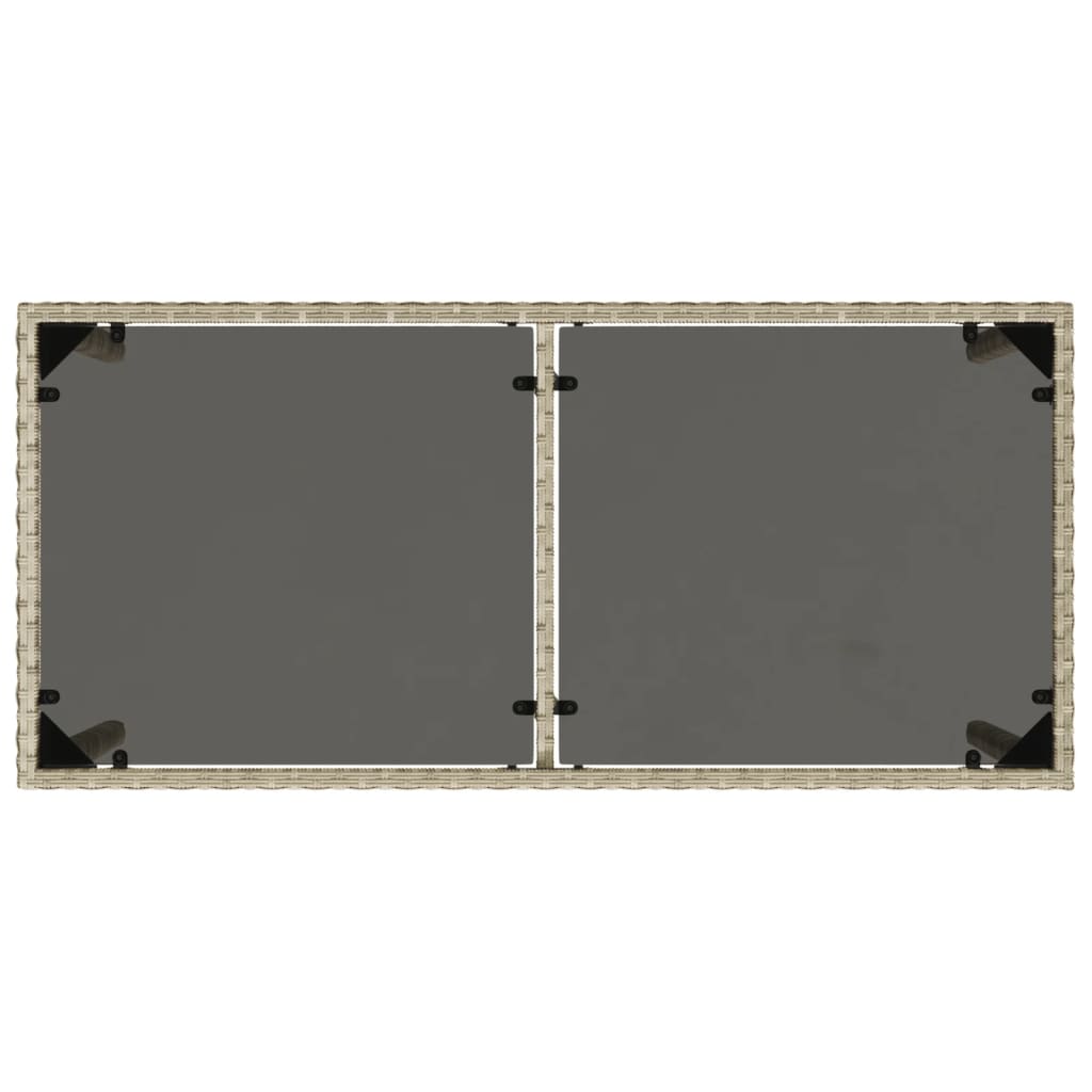 Garden Table with Glass Top Light Grey 115x54x74 cm Poly Rattan