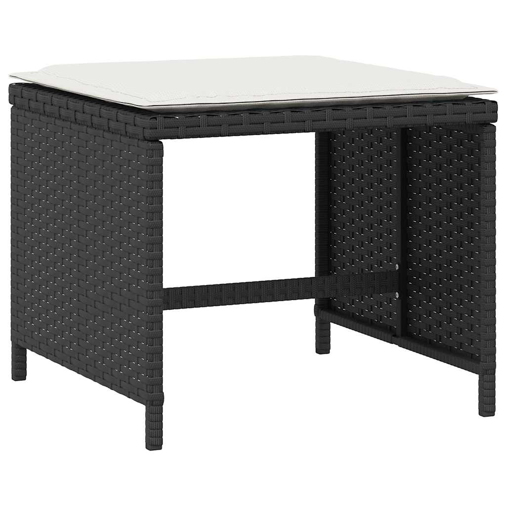 5 Piece Garden Dining Set with Cushions Black Poly Rattan