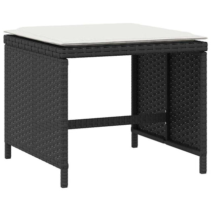5 Piece Garden Dining Set with Cushions Black Poly Rattan
