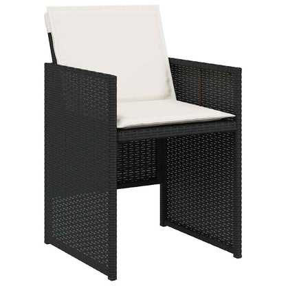 5 Piece Garden Dining Set with Cushions Black Poly Rattan