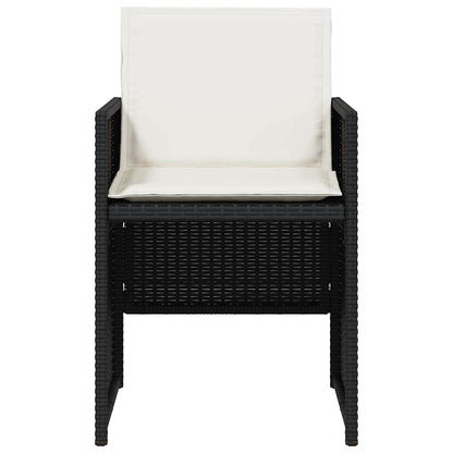 5 Piece Garden Dining Set with Cushions Black Poly Rattan