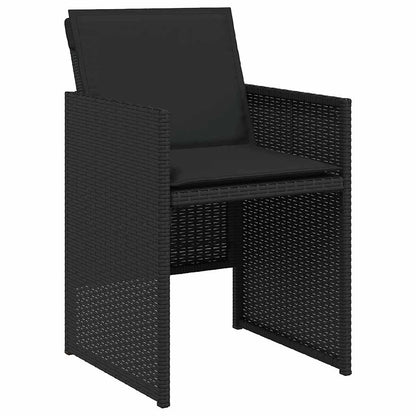 5 Piece Garden Dining Set with Cushions Black Poly Rattan