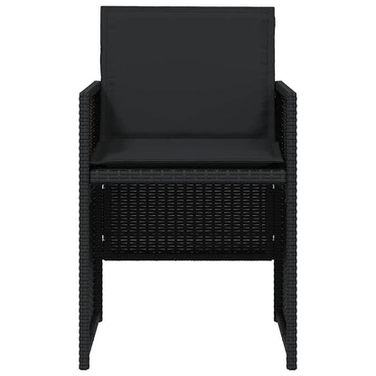 5 Piece Garden Dining Set with Cushions Black Poly Rattan
