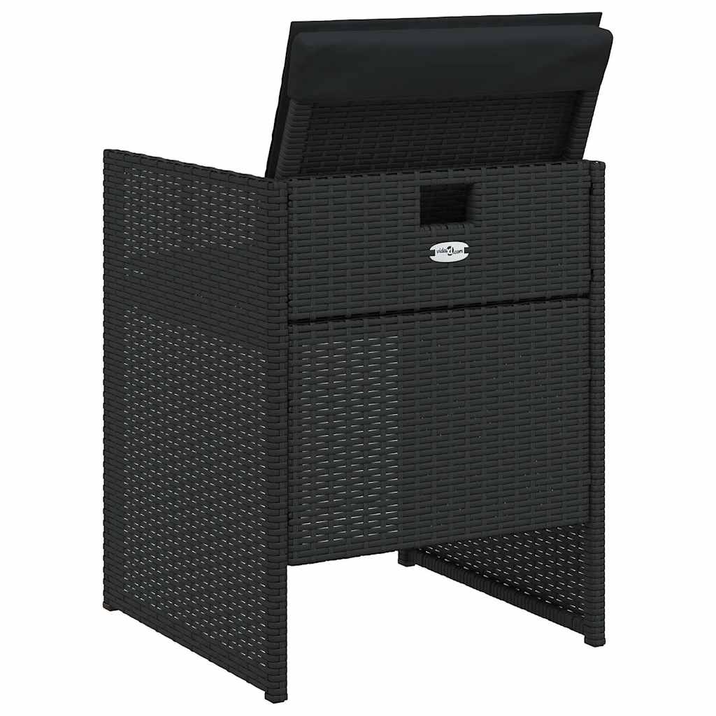 5 Piece Garden Dining Set with Cushions Black Poly Rattan