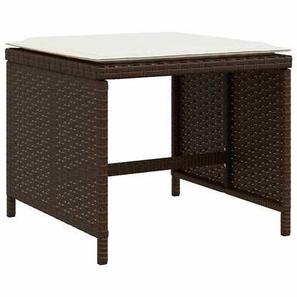 5 Piece Garden Dining Set with Cushions Brown Poly Rattan
