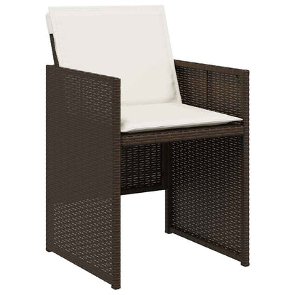 5 Piece Garden Dining Set with Cushions Brown Poly Rattan