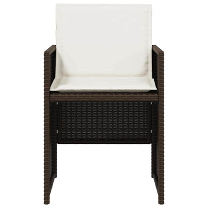5 Piece Garden Dining Set with Cushions Brown Poly Rattan