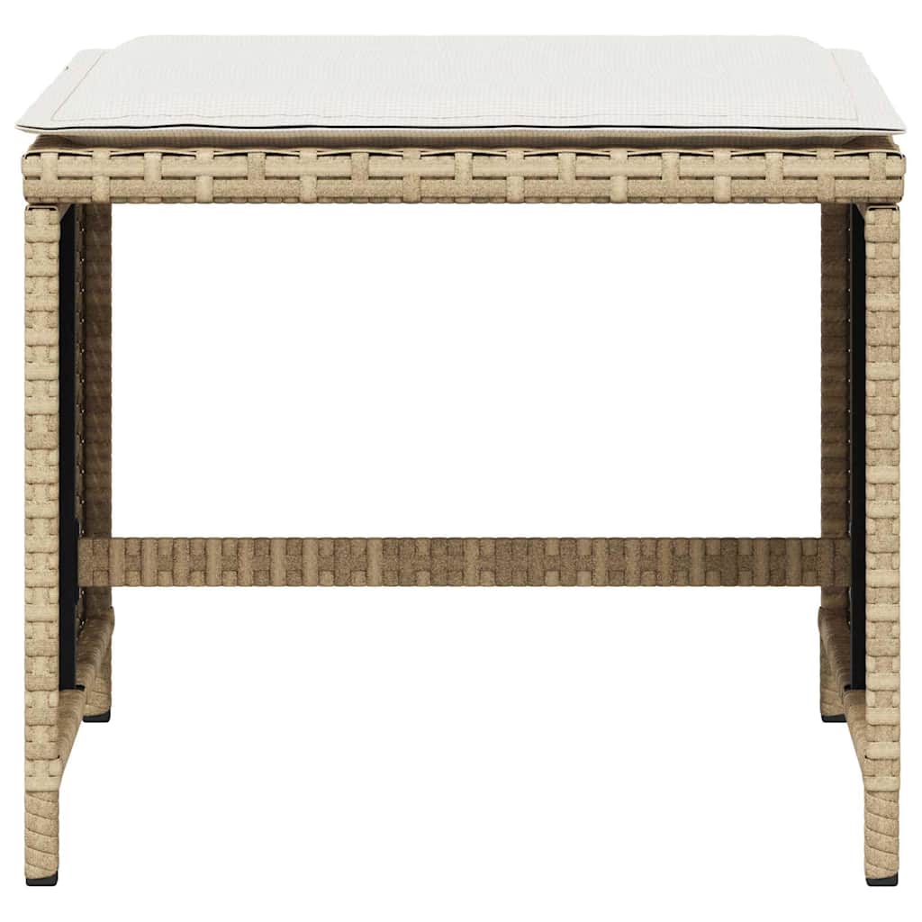 5 Piece Garden Dining Set with Cushions Beige Poly Rattan