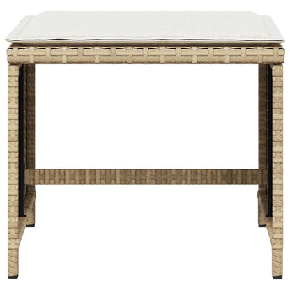 5 Piece Garden Dining Set with Cushions Beige Poly Rattan