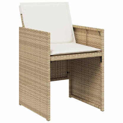 5 Piece Garden Dining Set with Cushions Beige Poly Rattan
