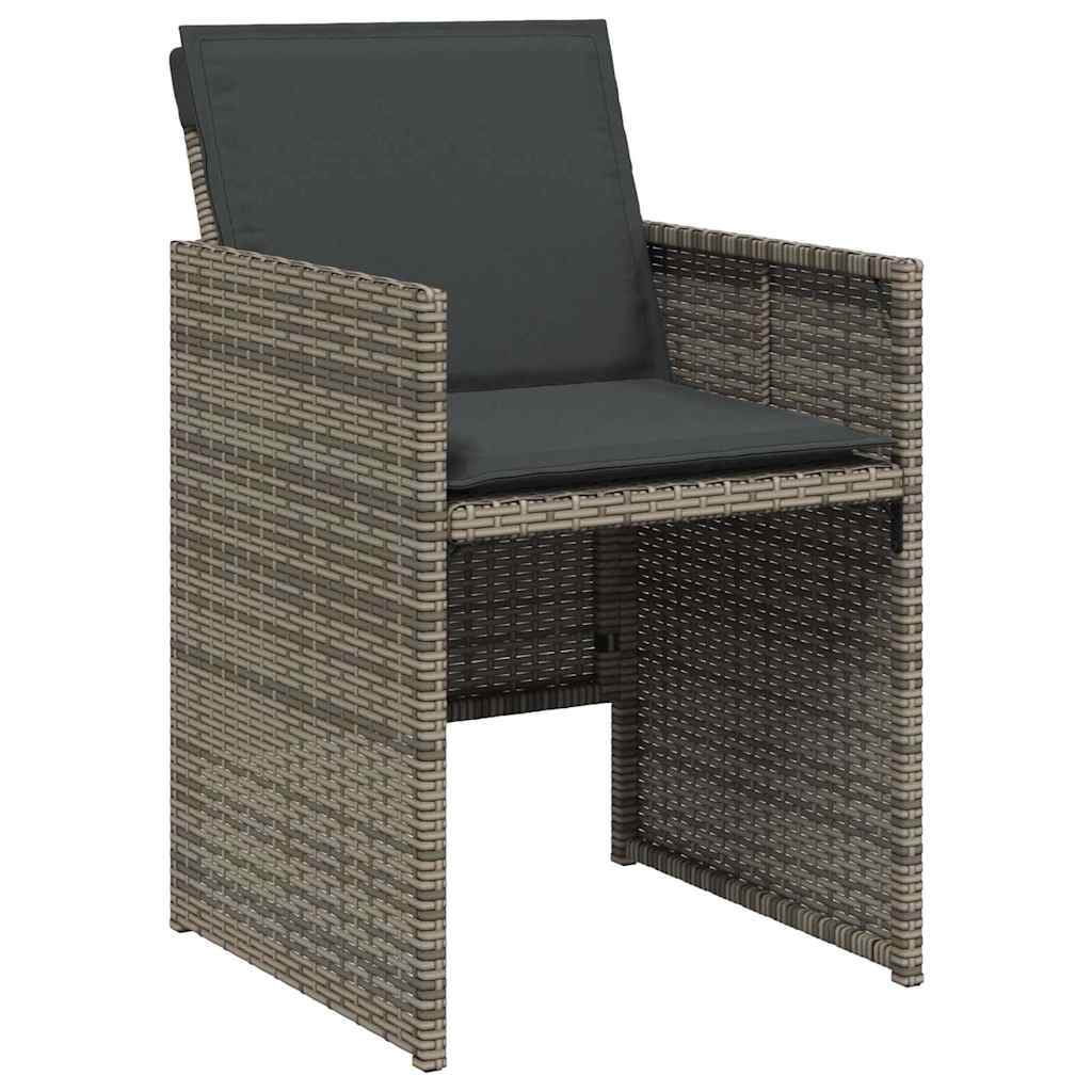 5 Piece Garden Dining Set with Cushions Grey Poly Rattan
