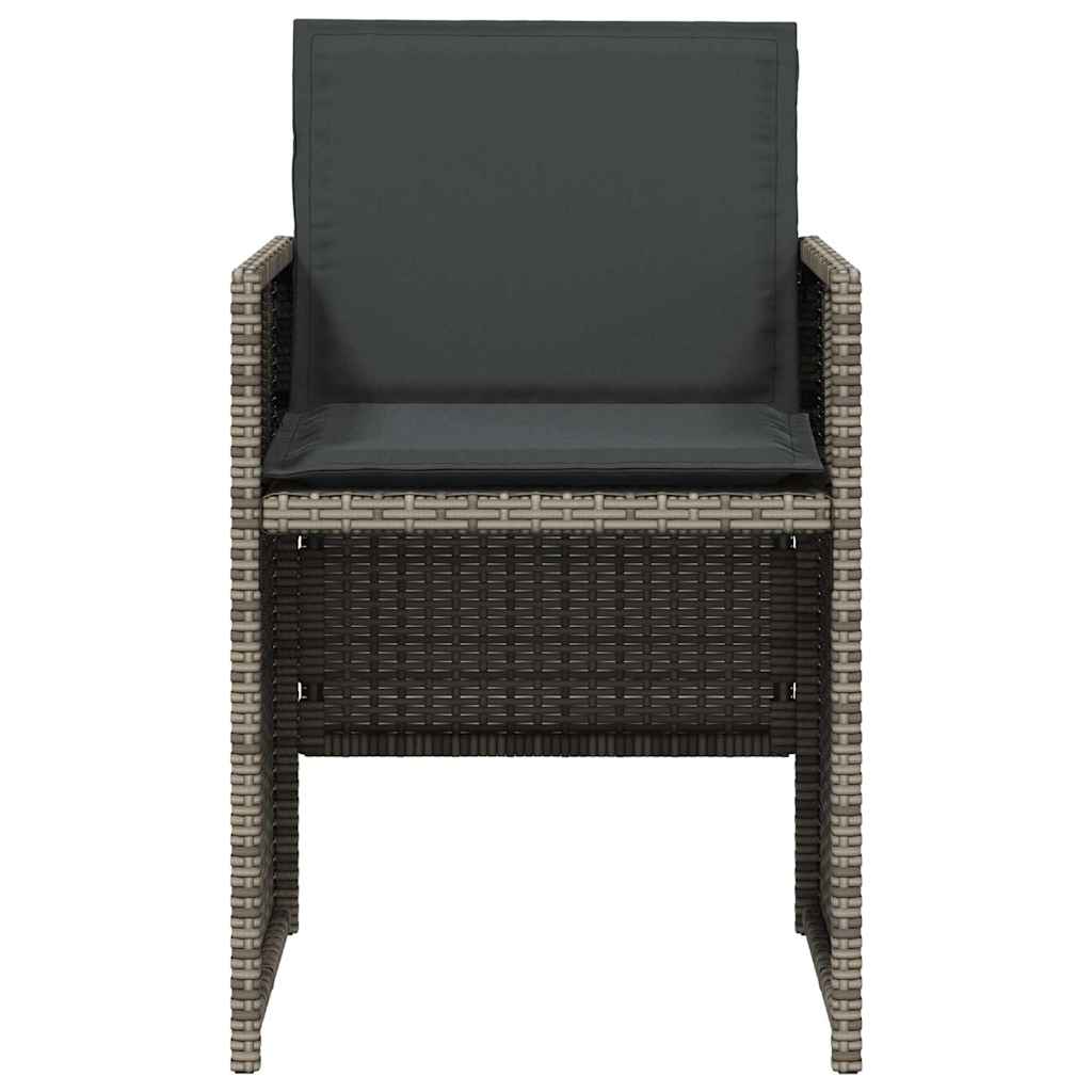 5 Piece Garden Dining Set with Cushions Grey Poly Rattan
