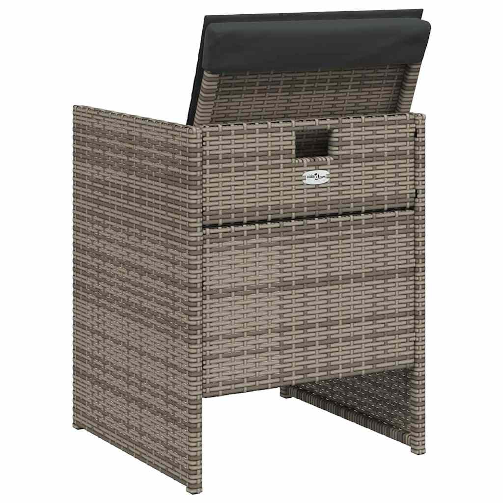 5 Piece Garden Dining Set with Cushions Grey Poly Rattan