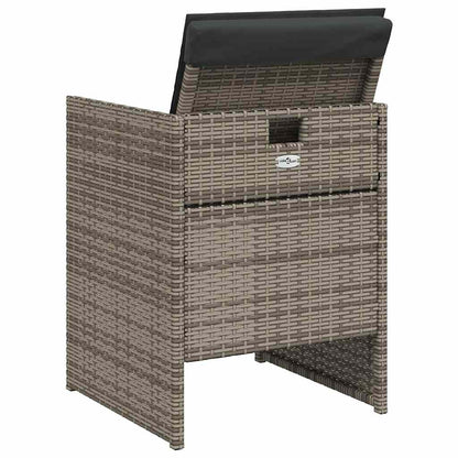 5 Piece Garden Dining Set with Cushions Grey Poly Rattan
