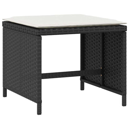 5 Piece Garden Dining Set with Cushions Black Poly Rattan