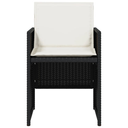 5 Piece Garden Dining Set with Cushions Black Poly Rattan