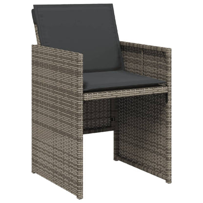 5 Piece Garden Dining Set with Cushions Grey Poly Rattan