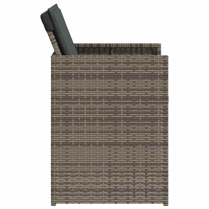 5 Piece Garden Dining Set with Cushions Grey Poly Rattan