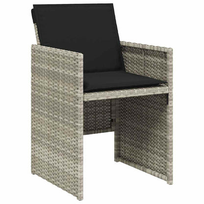 5 Piece Garden Dining Set with Cushions Light Grey Poly Rattan