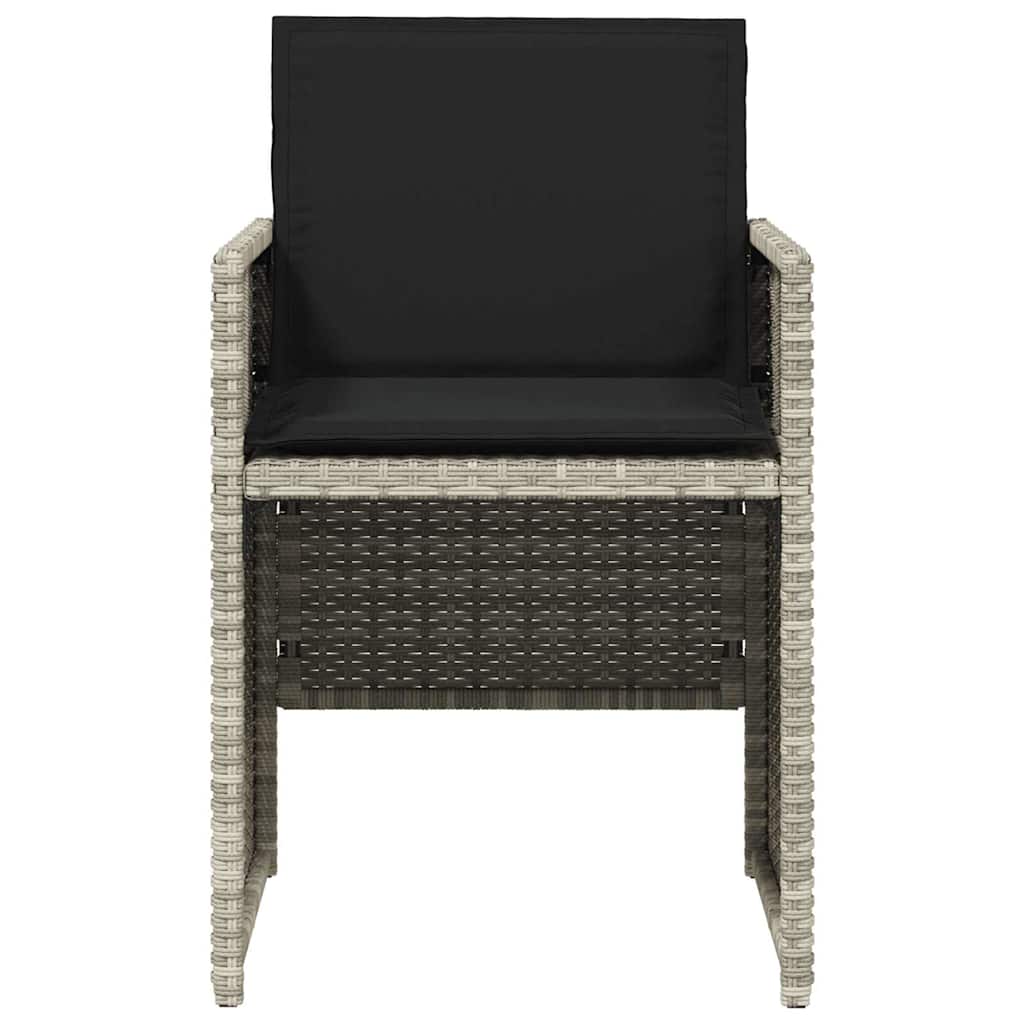 5 Piece Garden Dining Set with Cushions Light Grey Poly Rattan