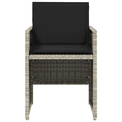 5 Piece Garden Dining Set with Cushions Light Grey Poly Rattan