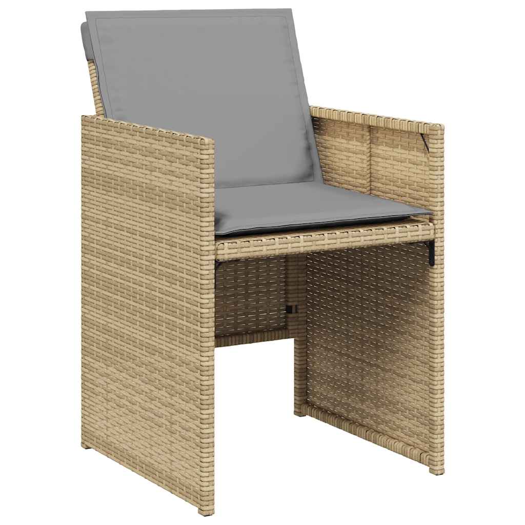 5 Piece Garden Dining Set with Cushions Mix Beige Poly Rattan
