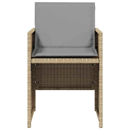 5 Piece Garden Dining Set with Cushions Mix Beige Poly Rattan