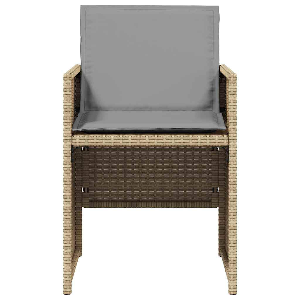 5 Piece Garden Dining Set with Cushions Mix Beige Poly Rattan