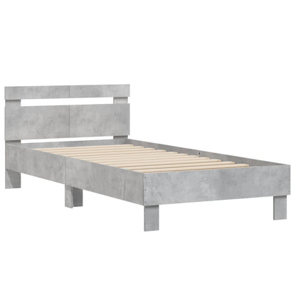 Bed Frame without Mattress with Headboard Concrete Grey 100x200 cm