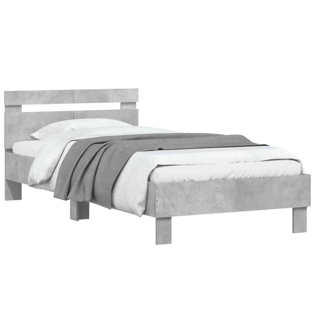 Bed Frame without Mattress with Headboard Concrete Grey 100x200 cm