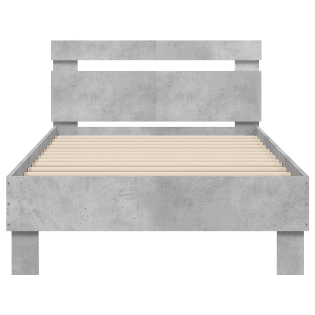 Bed Frame without Mattress with Headboard Concrete Grey 100x200 cm
