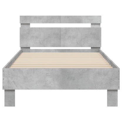 Bed Frame without Mattress with Headboard Concrete Grey 100x200 cm
