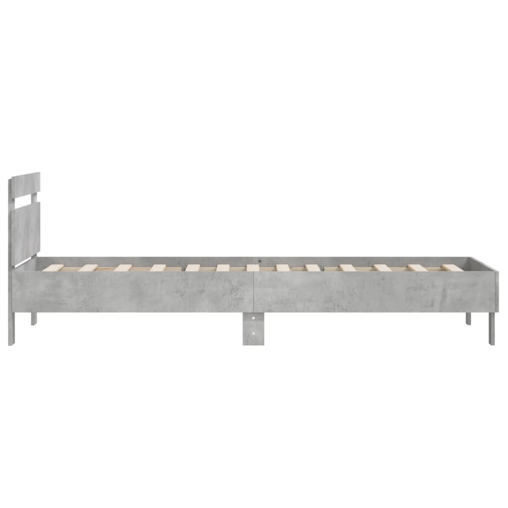 Bed Frame without Mattress with Headboard Concrete Grey 100x200 cm