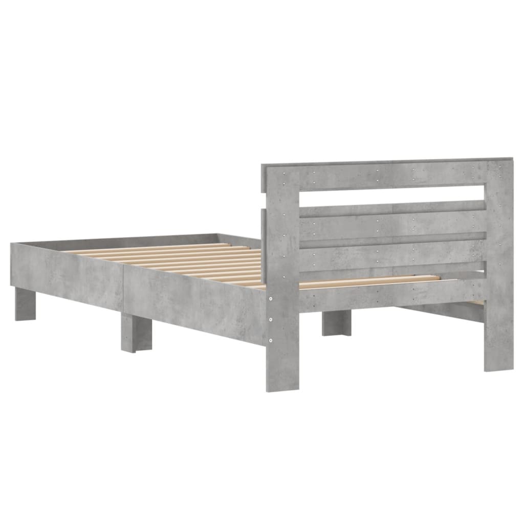Bed Frame without Mattress with Headboard Concrete Grey 100x200 cm