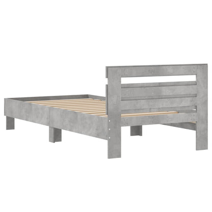 Bed Frame without Mattress with Headboard Concrete Grey 100x200 cm