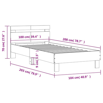 Bed Frame without Mattress with Headboard Grey Sonoma 100x200 cm
