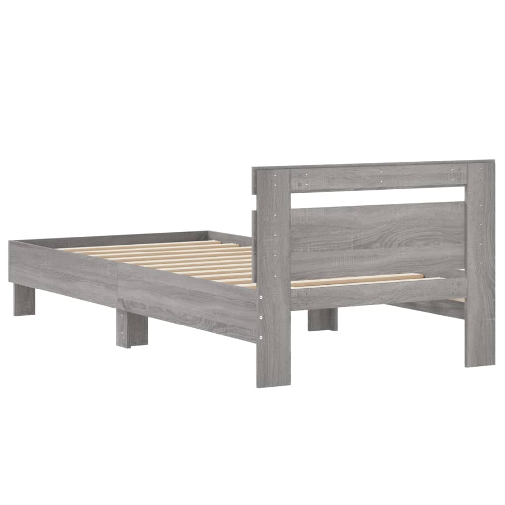 Bed Frame without Mattress with Headboard Grey Sonoma 90x200 cm