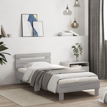 Bed Frame without Mattress with Headboard Grey Sonoma 90x200 cm
