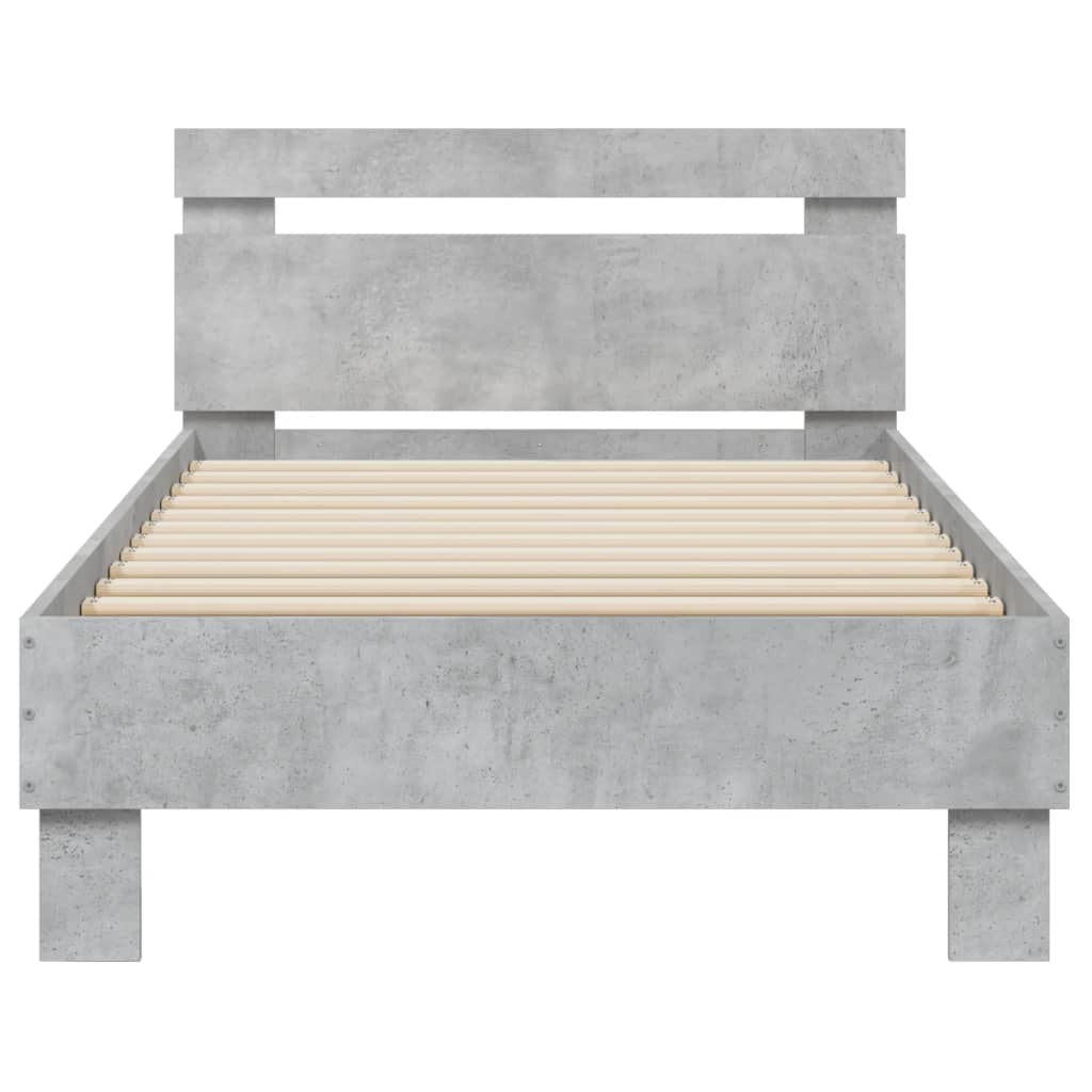 Bed Frame without Mattress with Headboard Concrete Grey 75x190 cm Small Single