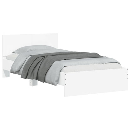 Bed Frame without Mattress with Headboard White 100x200 cm